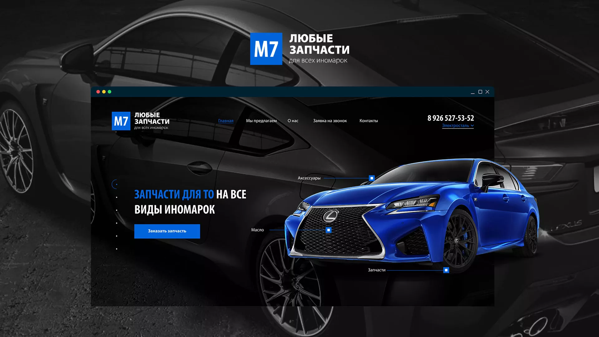 Разработка сайта магазина автозапчастей «М7» в Порхове